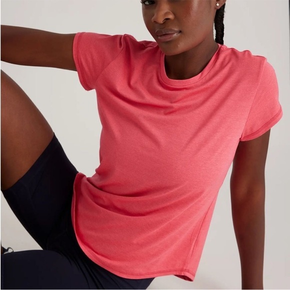 Quince Flowknit Breeze Tee Coral Active Crew Neck Shirt M Athleisure - Picture 2 of 11